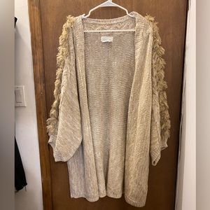 Anthropologie Fringe Cardigan - Tan